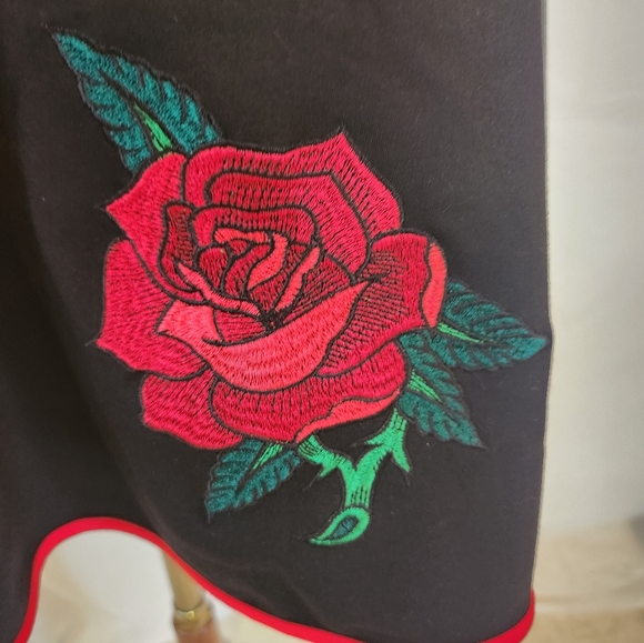 SOURPUSS Dollface Black With Red Rose Detail & Trim (S) - Picture 6 of 14